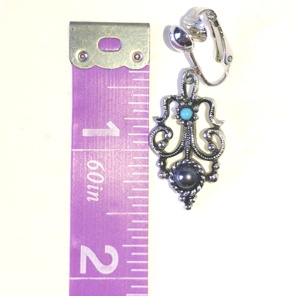 AVON MIRABELLA SET - VINTAGE FAUX TURQUOISE & HEMATITE NECKLACE & EARRINGS - Picture 7 of 11